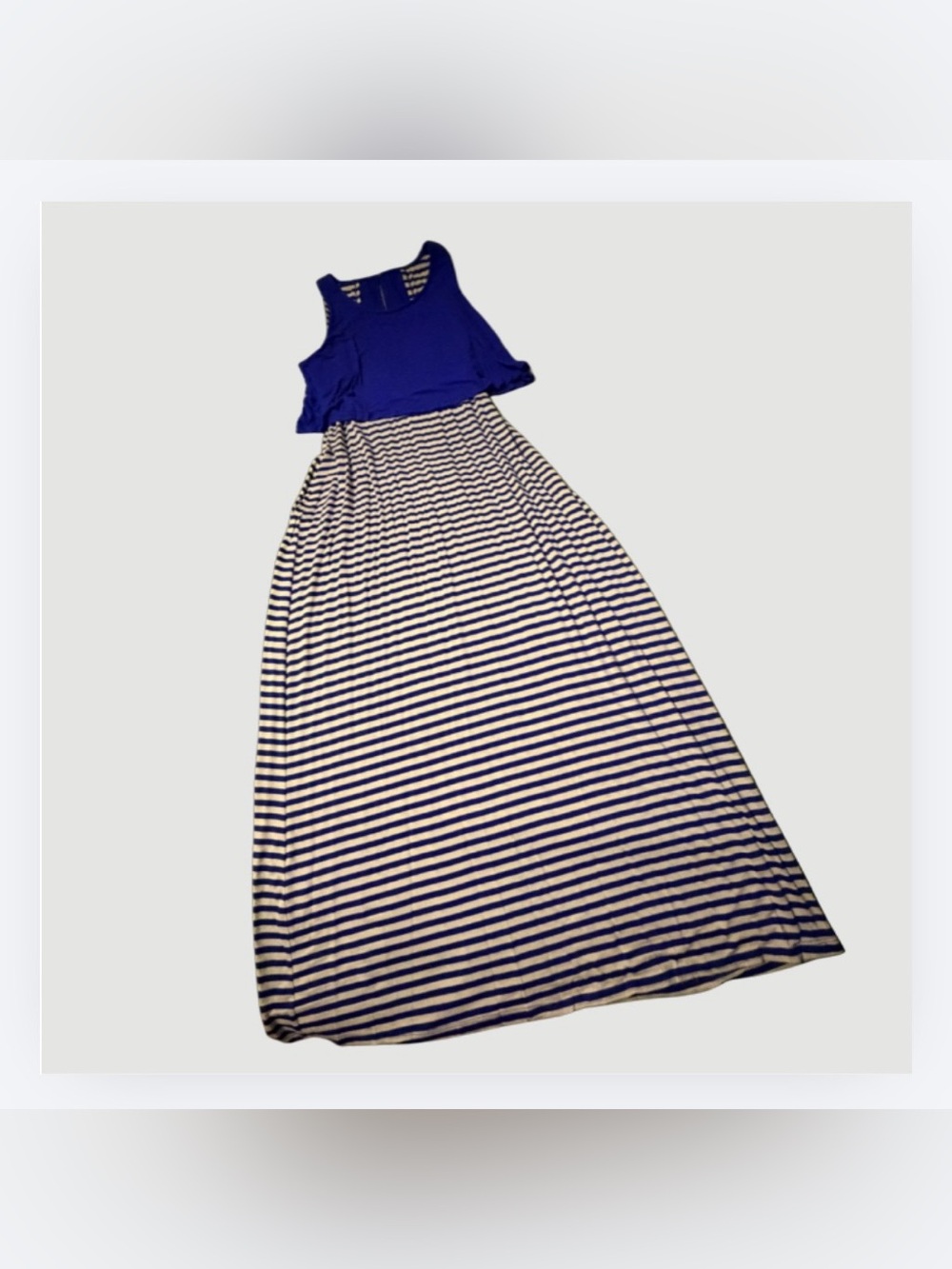StitchFix Le Lis Blue & Cream Sleeveless Maxi Dress, Size XL
